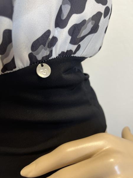Rinascimento Bluse Weiß mit schwarzem Leoprint
